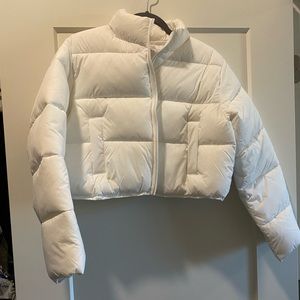 Cropped White Puffer Coat/Jacket